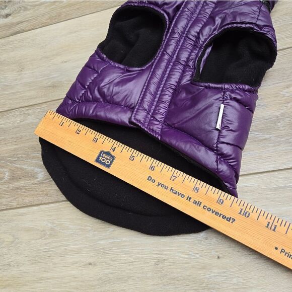 Fou Fou Doggie Puffer Vest Jacket with removable zipper hood , velcro closure M - Picture 12 of 15